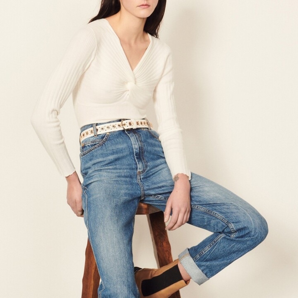 Nwt sandro lumio ribbed twisted front top